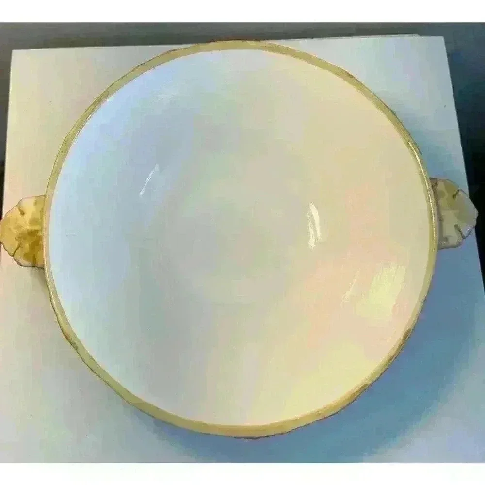 Vintage Perigrappa of Deruta Italy Round Covered Vegetable Serving Dish Yellow